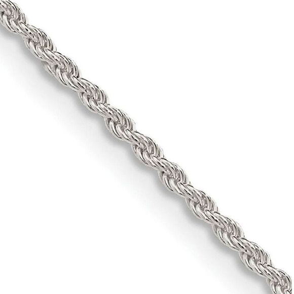 1.5mm Sterling Silver Classic Solid Rope Chain Necklace, 18 Inch - Picture 1 of 5